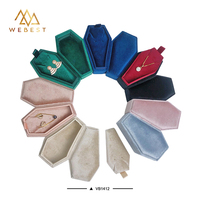 Boîte à bijoux Webest Coffin en velours, insert en velours, boîte à bijoux pour collier en forme de cœur, boîte cadeau en velours