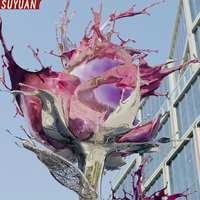 Sculpture de rose abstraite moderne 3D en acier inoxydable, gravée sur mesure, soudure fine, couleur personnalisable, logo personnalisable, 2 mm