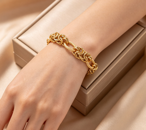 Bracelet chaîne en acier inoxydable plaqué or, bijoux classiques unisexes - Product Image 3
