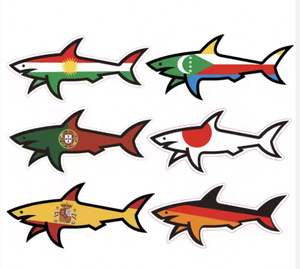 Autocollant drapeau Paul Shark en PVC, 25 décorations 3D personnalisées, élégantes, étanches et résistantes aux UV - Product Image 2