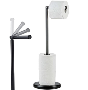 Bathroom Tissue Dispenser Paper Roll Storage Holder ,Freestanding Stainless Steel Toilet Paper Holder Stand with Reserve