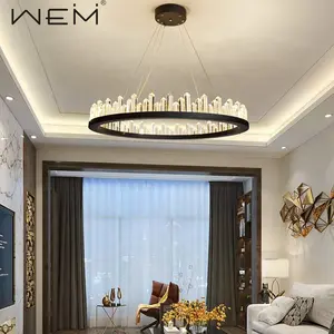 Wholesale Art Crystal Chandelier Deco Circle Pendant Lamps Livingroom Rhombus Clear Crystal for Restaurant Living Room Silver 80