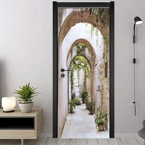 Autocollants de <span class=keywords><strong>porte</strong></span> 3D pour jardin en forme d'allée arquée, autocollants pelables et adhésifs, papier peint auto-adhésif 85x215cm, affiche murale, murale décorative pour chambre à coucher - Product Image 2