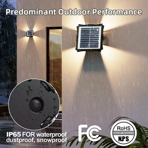 4 góc cổng phía trước phát ra LED năng lượng mặt trời ngoài trời đèn sân vườn trang trí đường phố vườn năng lượng mặt trời Powered cảm biến Đèn tường - Product Image 4