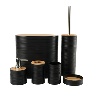 <strong>Bamboo</strong> Covered Bathroom <strong>Wash</strong> Plastic Six Piece <strong>Set</strong> - Product Image 2