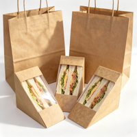 Boîte alimentaire en papier kraft avec impression de logo personnalisé, conteneur jetable de qualité alimentaire pour sandwichs et boulettes de riz
