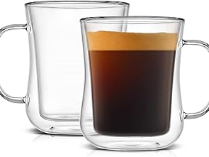Canecas de Café de Vidro Duplo com Alça em Formato de Ampulheta, Copos de Borossilicato para Latte e Americano - Product Image 2