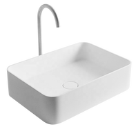 Comptoir de douche moderne de luxe en pierre artificielle écologique, lavabo de salle de bain facile à nettoyer, poli miroir, articles sanitaires personnalisés