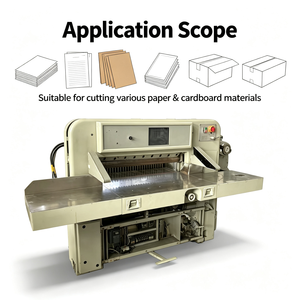 Guillotine à papier hydraulique informatisée d'<span class=keywords><strong>occasion</strong></span> avec PLC et moteur pour la découpe d'étiquettes en carton - Product Image 1