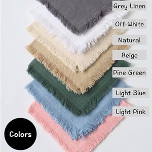 Servilletas de Tela de Lino y Algodón Hechas a Mano de Fábrica al por Mayor con Flecos, Reutilizables y Lavables para Bodas y Fiestas - Product Image 2