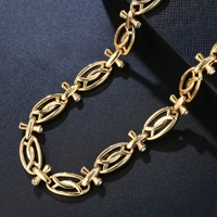 VANFI Ensemble de bijoux plaqué or avec croix en alliage de zinc et strass