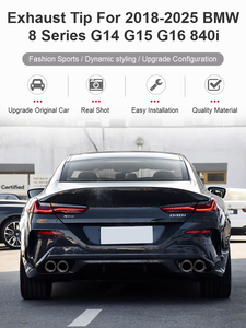 Auspuffblenden für BMW 8er Serie G14 G15 G16 840i 850i M840i M850i <span class=keywords><strong>M</strong></span> Performance 2018-2025, Edelstahl Carbon-Faser Quad-Endrohre - Product Image 3