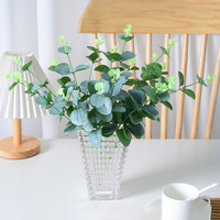 Feuille d'eucalyptus artificielle en soie faite à la main, plante verte décorative, feuille d'argent pour la fête des mères et la rentrée scolaire - Petite taille