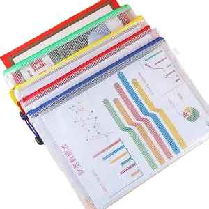 Kotak pensil sekolah Pvc bening Organizer penyimpanan File A4 dokumen plastik kustom folder File plastik untuk sekolah kerja