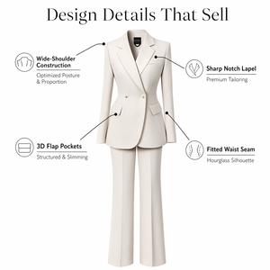 Ensemble de <span class=keywords><strong>tailleur</strong></span> pour femme, tenue de bureau élégante, 2 pièces, col en V, vêtements de travail professionnels formels, ensemble respirant en polyester et coton - Product Image 2