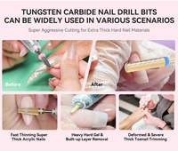 Lot de fraises à ongles en carbure de tungstène de qualité supérieure à coupe croisée, à faible vibration, pour le retrait de l'acrylique et du polygel, outils de nail art pour salon et usage domestique