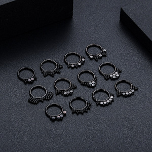 Anillo para la nariz de acero 316L, anillo para el tabique, Plata única, negro, oro rosa, circón, compromiso para niños, boda, venta al por mayor, hipoalergénico - Product Image 2