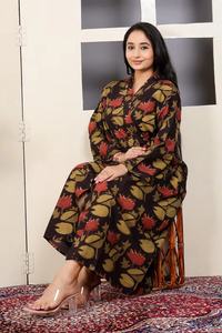 Bohemian Style Hand Block Printed Kantha <b>Kimono</b> Robe for Women Lightweight Cotton Fabric with <b>Belt</b> for Sleepwear and Loungewear - Product Image 6