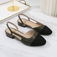 Chaussures plates pour femmes, style européen et américain, respirantes, légères, durables, absorbant la transpiration, à bout carré, couleur assortie, pour le printemps