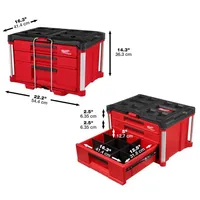 Boîte à outils multi-profondeurs PACKOUT à 3 tiroirs, boîte de rangement robuste, accessoires pour outils