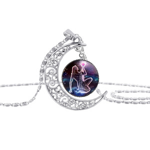 12 Zodiac Signs Charm Crescent Moon <strong>Necklace</strong> Zodiac Jewelry Silver Plated Clavicle <strong>Constellation</strong> <strong>Necklaces</strong> for Birthday Gift - Product Image 4