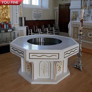 Fuente de bautismo religioso cristiano de mármol Real tallada a mano al por mayor de YOUFINE para instalación de arte sagrado interior de Iglesia - Product Image 5