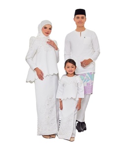 <strong>Wholesale</strong> <strong>Malaysia</strong> <strong>Clothes</strong> Baju Kurung Cotton Floral Printed Tops with Ruffles and Elastic Long Skirt Dress for <strong>Kids</strong>