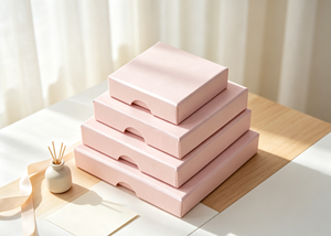 Light pink Pearlescent High-End Cardboard Magnetic Closure Sliding Jewelry Boxes Integrated Foldable Structure Crescent Cutout - Product Image 5