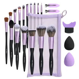 BS-MALL 22PCS Makeup Tools Set 2PCS Makeup Sponge Mascara Eyelash Shield Applicator Guard 16PCS Makeup Brushes With Mesh Bag