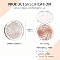 Palette de poudre illuminatrice multi-tons personnalisée avec logo, effet brillant métallique, maquillage illuminateur pour le visage et les joues