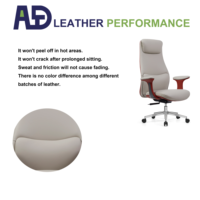 Chaise de bureau de direction Aston de luxe moderne à dossier haut en cuir PU, ergonomique, pivotante, avec base chromée et roulettes, pour bureau à domicile et salon