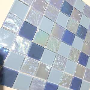 Mosaicos de vidrio iridiscente para piscina, azulejos de mosaico de <span class=keywords><strong>cristal</strong></span> de 4mm con respaldo de malla, fácil de pavé - Product Image 2