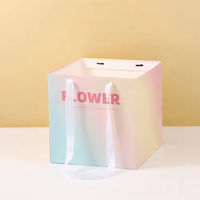 Sac cadeau en papier floral personnalisé avec poignée en ruban pour l'emballage de bouquets de fleurs, utilisation par les fleuristes pour les mariages