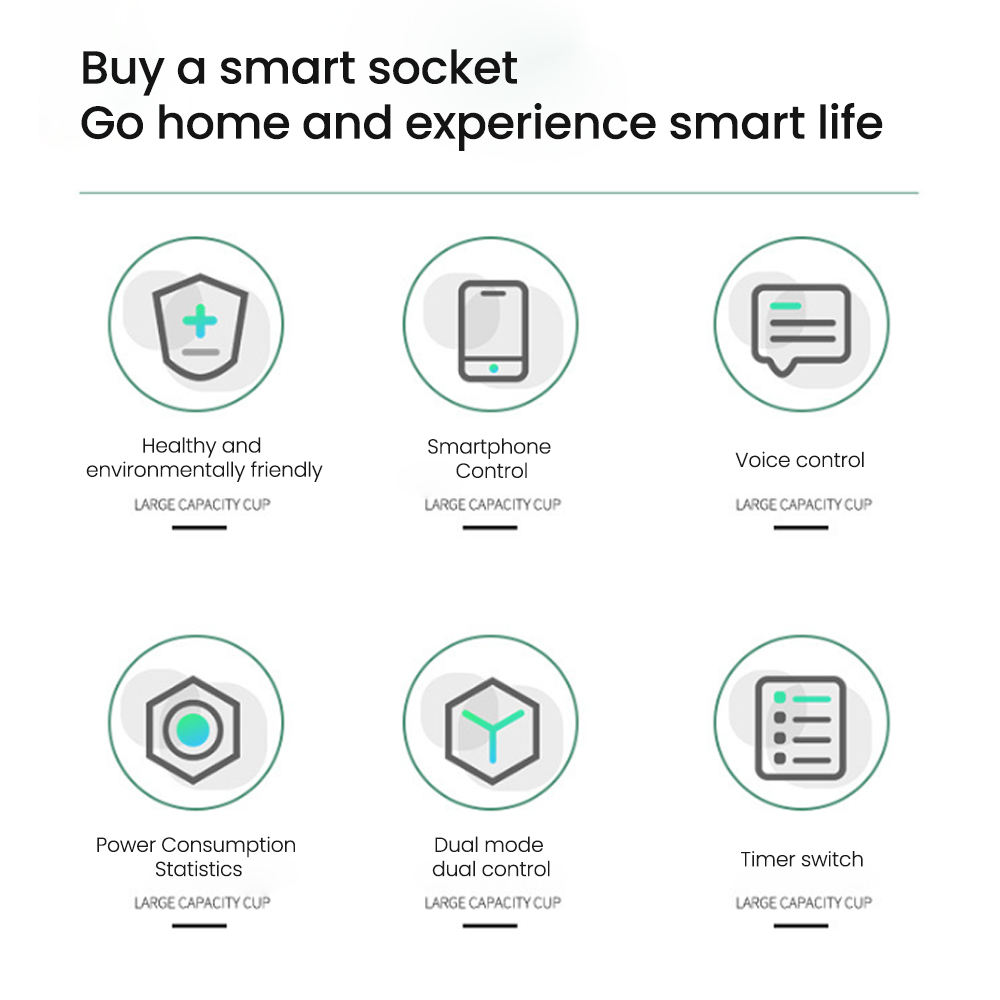 HONPNK11 Tuya Wireless WiFi Smart Socket Mini US Standard 10A/16A Phone Alexa Timer Switch