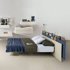 Cama King Size Vele de Lujo, Estilo Italiano de Mediados de Siglo, con Paneles de Madera Sólida y Acabado Cromado - Product Image 1