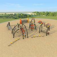 Parcours d'obstacles Ninja Warrior : filet d'escalade, corde d'escalade, filet cargo, structure d'escalade pyramidale pour parc d'attractions extérieur et aire de jeux pour enfants