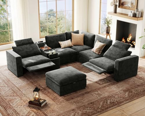 <span class=keywords><strong>Canapé</strong></span> inclinable modulaire surdimensionné avec ottoman de rangement et tiroir, en forme de L profonde, 6 places, inclinable <span class=keywords><strong>électrique</strong></span>ment - Product Image 1