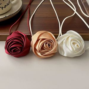 Collar largo de terciopelo floral DIY hecho a mano con rosas, joyería de moda para fiestas y bodas para mujer - Product Image 4