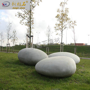 Nouveau banc en galets de ciment Magic Stone, épaisseur 3 cm, style moderne minimaliste, pour plaza, parc, centre commercial, usage extérieur - Product Image 3