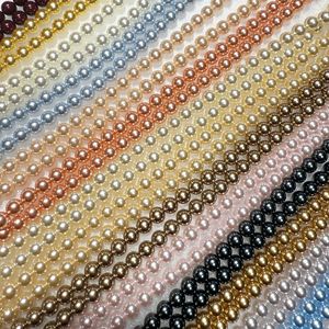Venta al por mayor de perlas recubiertas de material de vidrio de 4-10mm, Diy redondas perlas artificiales para collar, cuentas sueltas - Product Image 6