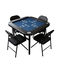 Table de poker carrée pliable sans installation, portable, noir mat, avec 4 chaises, durable, pour salon moderne – Offre spéciale