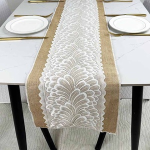 Vendita calda 12x108 pollici lungo pizzo di lino naturale decorativo tavolo Runner panno da tavola per la festa di nozze - Product Image 2