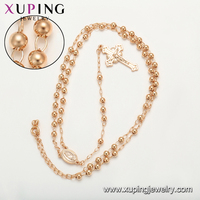 Collier pendentif long en chaîne avec chapelet de style religieux Xuping Fashion, plaqué or 18 carats, couleur or