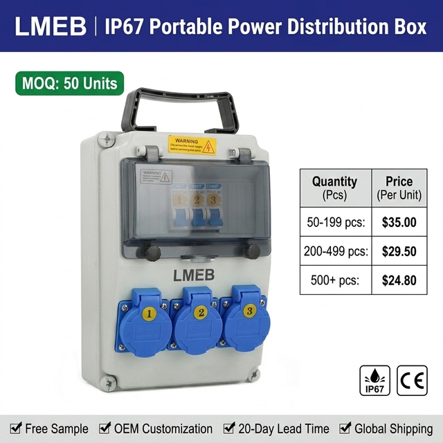 Customized IP67 Steel Distribution Box with Slope Design 3 Sockets 3 1p Circuit Breakers for Industrial Electrical Equipment