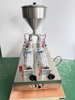 Machine de remplissage semi-automatique à double tête avec trémie (Machine de remplissage de beurre à piston, Remplisseuse de crème pneumatique) (100-1000ml)