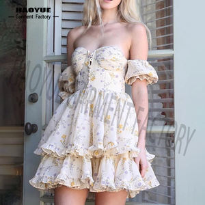 衣料品メーカーカスタム服女性レディースカジュアルドレスセクシーな女性サマープリントフローラルミニガールズドレス - Product Image 5