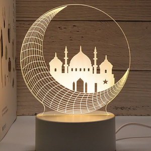 Eid <span class=keywords><strong>Mubarak</strong></span> 3D lampada a luce acrilica luce notturna a LED Ramadan Kareem decorazione per la casa camera da letto Ramadan musulmano Eid Al Adha regalo - Product Image 2