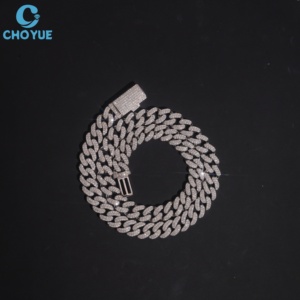 Gift Factory Wholesale Custom 925 Sterling Silver VVS <b>D</b> Moissanite Inlaid Cuban Chain Silver <b>Necklace</b> - Product Image 3