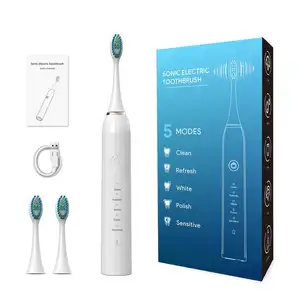 Bouton intelligent à une touche, brosse à dents électrique intelligente rechargeable sans fil pour adulte/