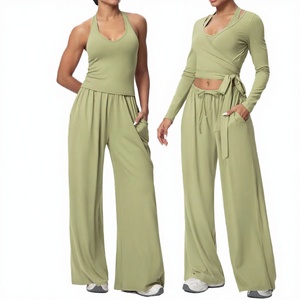 Conjunto de Dos Piezas para Mujer, Primavera-Verano 2026, Top Largo sin Tirantes de Color Sólido con Mangas Largas y Pantalones Largos, Estilo Vintage - Product Image 4